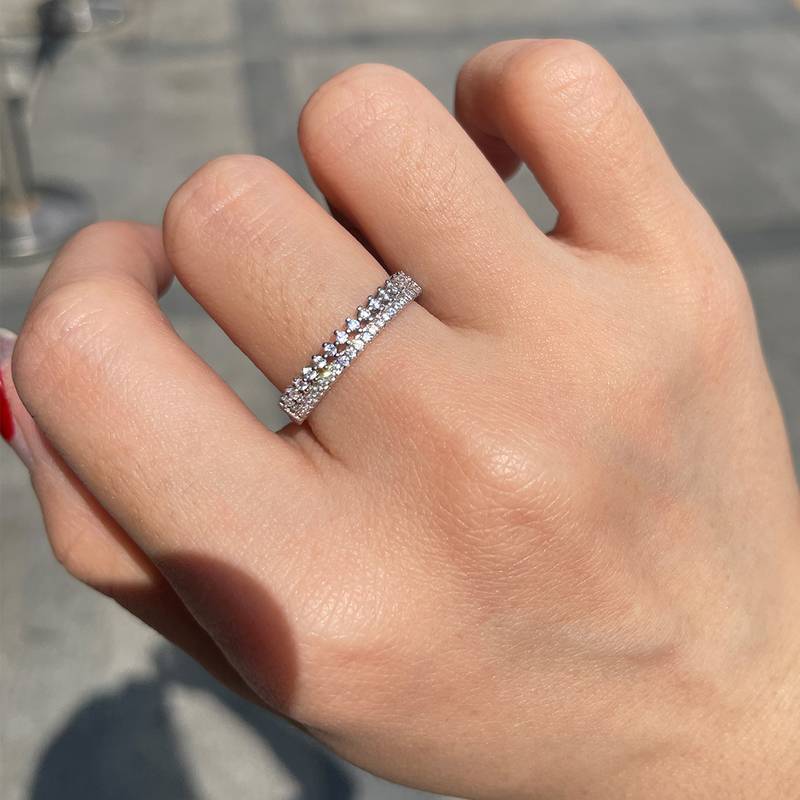 排戒S925银镀白金Women's Ring定制选款副石Moissanite0.4ct